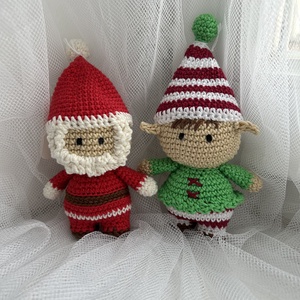 Horgolt Mikulás és Manó amigurumi figurák  - karácsony - karácsonyi lakásdekoráció - karácsonyi manók, figurák - Meska.hu