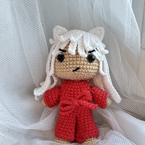 Horgolt Inuyasha figura  Egyedi kézműves amigurumi baba, levehető ruhákkal - Meska.hu