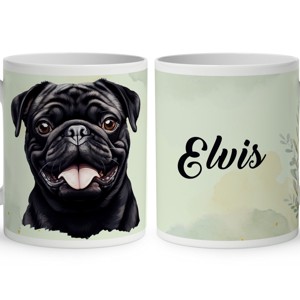 Névvel kérhető - Fekete mopsz portré mintás bögre, Otthon & Életmód, Konyhafelszerelés, tálalás, Tálalás, Bögre & Csésze, , MESKA
