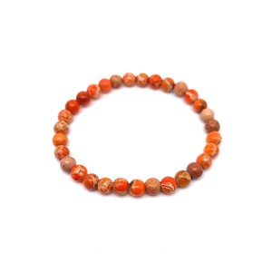 Regalit szinezett narancs golyó karkötő 6mm, Ékszer, Karkötő, Ásványkarkötő, , MESKA