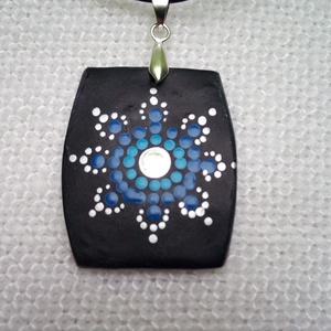 Kék mandala, Ékszer, Nyaklánc, Medálos nyaklánc, Gyurma, Meska