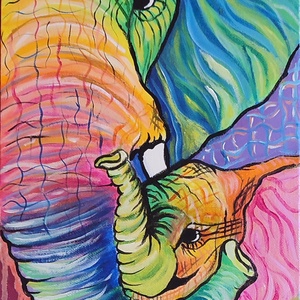 Szeretet 20x30 cm akril festmény kasírozott vásznon , Művészet, Festmény, Akril, , Meska