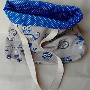 Kék baglyos táska neszesszerrel - táska & tok - bevásárlás & shopper táska - shopper, textiltáska, szatyor - Meska.hu