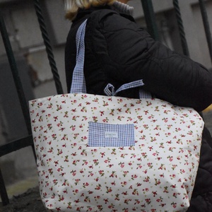 Virágos - kockás shopper - Meska.hu