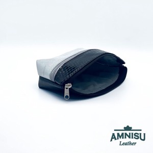 Fekete lakk kígyómintás - ezüst mintás kettő cipzáras neszeszer I8023 - táska & tok - neszesszer - Meska.hu