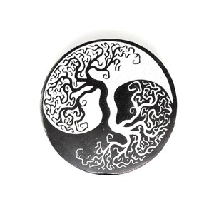 Szelenit korong yin yang fa fekete 9-10cm - Meska.hu