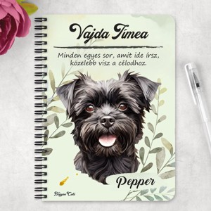 Személyre szabható - Fekete Affenpinscher portré mintás A6-os füzet - otthon & életmód - papír, írószer - jegyzetfüzet & napló - Meska.hu