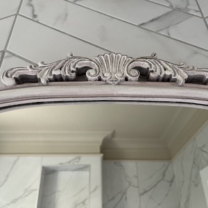 Pasztell rózsaszín és tört fehér vintage tükör - otthon & életmód - dekoráció - tükör - Meska.hu