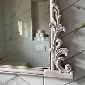 Pasztell rózsaszín és tört fehér vintage tükör - otthon & életmód - dekoráció - tükör - Meska.hu