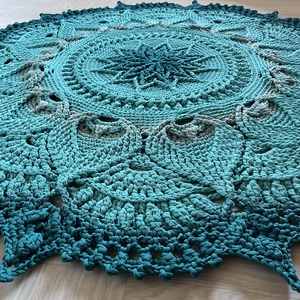 Kék színátmenetes horgolt szőnyeg - otthon & életmód - lakástextil - szőnyeg - horgolt szőnyeg - Meska.hu