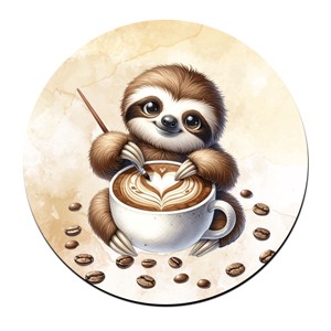 Kávés lajhár és a szíves cappucino bögre alátét, , , MESKA