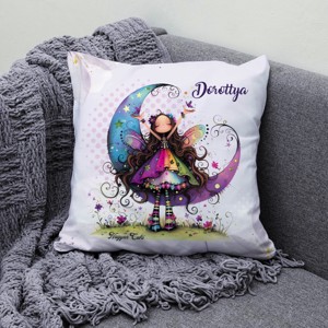 Névvel kérhető - Aranyos lila virágos tündér és a hold mintás párna - otthon & életmód - lakástextil - párna & párnahuzat - díszpárna (belsővel együtt) - Meska.hu