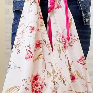 Divatos női textil táska virágos anyagból, magenta zsinórral - táska & tok - kézitáska & válltáska - kézitáska - Meska.hu