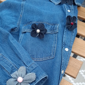 Kitűző farmerból,  nyári virágok - ékszer - kitűző és bross - Meska.hu