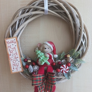 Macis kopogtató , Karácsony, Adventi díszek, Adventi ajtódísz, , MESKA