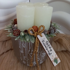 Arany fehér adventi kaspó - Meska.hu