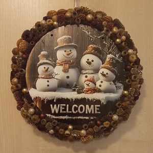 Hóembercsaládos kopogtató  - Meska.hu