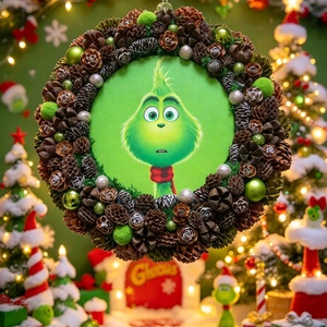 A Grinch  bekopogtatott - és idén marad is , Otthon & Életmód, Dekoráció, Ajtó- és ablak dekoráció, Ajtódísz & Kopogtató, Virágkötés, MESKA
