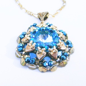 Türkiz zöld és arany színű medál -  - Meska.hu