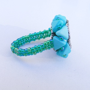 Türkiz gyűrű - ékszer - gyűrű - gyöngyös gyűrű - Meska.hu