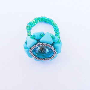 Türkiz gyűrű - ékszer - gyűrű - gyöngyös gyűrű - Meska.hu