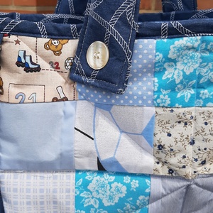 Patchwork pelenkázó szatyor - táska & tok - bevásárlás & shopper táska - shopper, textiltáska, szatyor - Meska.hu