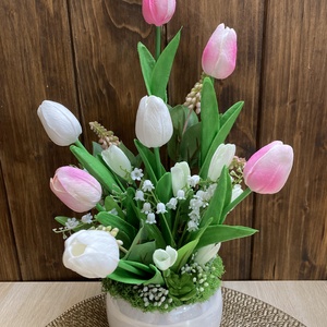 Tavaszi tulipános asztaldísz - otthon & életmód - dekoráció - asztal és polc dekoráció - asztaldísz - Meska.hu