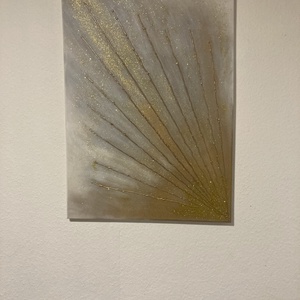Kézzel készült absztrakt festmény arany részletekkel  modern falikép 5070 cm vásznon - Napsugarak - művészet - festmény - akril - Meska.hu