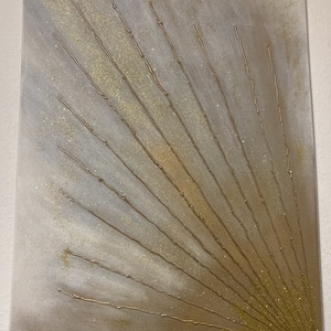 Kézzel készült absztrakt festmény arany részletekkel  modern falikép 5070 cm vásznon - Napsugarak - művészet - festmény - akril - Meska.hu