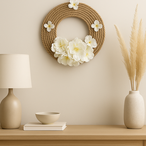 Sisal és selyemvirág - ajtódísz / kopogtató 27cm - Meska.hu