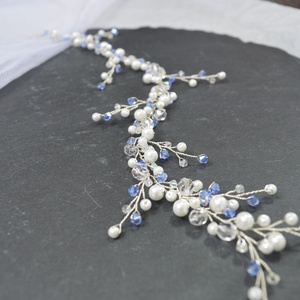 Menyasszonyi fejdísz kék swarovski kristályokkal - Meska.hu