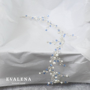 Menyasszonyi fejdísz kék swarovski kristályokkal - esküvő - hajdísz - kontydísz & hajdísz - Meska.hu