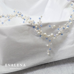 Menyasszonyi fejdísz kék swarovski kristályokkal - esküvő - hajdísz - kontydísz & hajdísz - Meska.hu