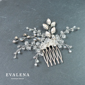 Menyasszonyi ezüst fésű kristályokkal - esküvő - hajdísz - fésűs hajdísz - Meska.hu