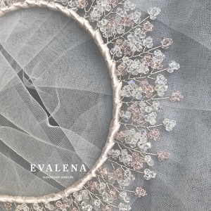 Pasztell rózsaszín kristálygyöngyös fejdísz - esküvő - hajdísz - hajpánt - Meska.hu