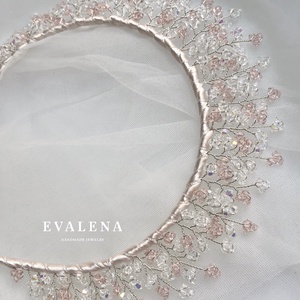 Pasztell rózsaszín kristálygyöngyös fejdísz - esküvő - hajdísz - hajpánt - Meska.hu