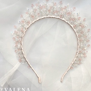 Pasztell rózsaszín kristálygyöngyös fejdísz - esküvő - hajdísz - hajpánt - Meska.hu