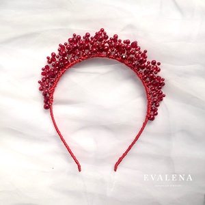 Piros gyöngyös menyecske fejdísz - esküvő - hajdísz - hajpánt - Meska.hu