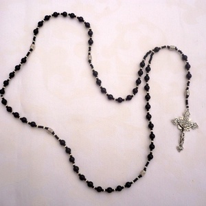 Fekete -ezüst férfi rózsafüzér rózsafüzér nyaklánc , férfi nyaklánc,  férfi ékszer, Meska -  - Meska.hu