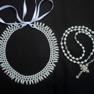 fehér alkalmi kislány gyermek gyöngynyaklánc keresztelő, elsőáldozás, esküvő, koszorúslány ajándék -  - Meska.hu