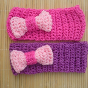 kislány, gyerek lila-rózsaszín horgolt hajpánt fejpánt fülmelegítő - ruha & divat - gyerekruha - Meska.hu