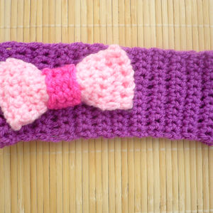 kislány, gyerek lila-rózsaszín horgolt hajpánt fejpánt fülmelegítő - ruha & divat - gyerekruha - Meska.hu