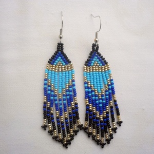 Közelgő éjszaka színátmenetes  gyöngy lógós, hosszú fülbevalók, ajándék - ékszer - fülbevaló - lógó fülbevaló - Meska.hu