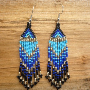 Közelgő éjszaka színátmenetes  gyöngy lógós, hosszú fülbevalók, ajándék, Ékszer, Fülbevaló, Lógó fülbevaló, Gyöngyfűzés, gyöngyhímzés, MESKA