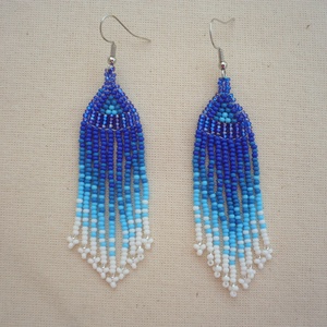 Kék  színátmenetes gyöngy lógós, hosszú fülbevaló, ajándék - ékszer - fülbevaló - lógó fülbevaló - Meska.hu