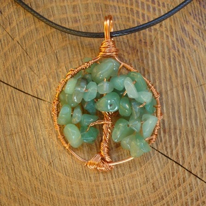 Életfa medálos nyaklánc aventurin ásvánnyal, csakra, féldrágakő ékszer, ajándék - ékszer - nyaklánc - medálos nyaklánc - Meska.hu