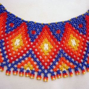 Natív amerikai színvilág ihlette gyöngygallér, gyöngyékszer, ajándék - ékszer - nyaklánc - gyöngyös nyaklánc - Meska.hu