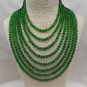 8 soros zöld színű üveg csiszolt gyöngy kaláris, Ékszer, Nyaklánc, Gyöngyös nyaklánc, Gyöngyfűzés, gyöngyhímzés, MESKA