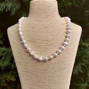 Tenyésztett édesvízi gyöngy, igazgyöngy nyaklánc, gyöngyékszer, gyöngy nyaklánc, Ékszer, Nyaklánc, Gyöngyös nyaklánc, Gyöngyfűzés, gyöngyhímzés, MESKA