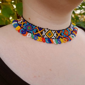 Színes ukrán gyöngygallér, sziljanka - Meska.hu